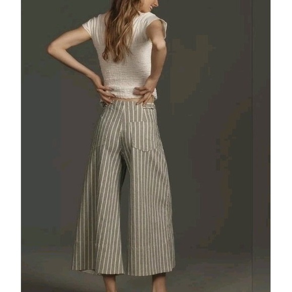 Pilcro Pants 26 Foxglove Stripe Wide Leg Flare Buckle Boho Beach Festival - Picture 15 of 16